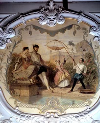 Scena wędkowania w zamku Chantilly Obraz Henri Barona (1816-1885) 1846 Nd. 0,97x1,14 m Chantilly, Musee Conde
