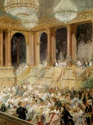Recepcja daje Tuileries przez Napoleona III. Akwarela Henri Barona (1816-1885)