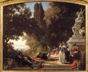 Letni wieczór we Włoszech. Obraz Henri Barona (1816-1885)