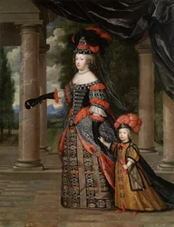 Maria Teresa z Hiszpanii z synem, delfinem, Ludwikiem francuskim