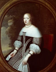 Portret Anny Austriackiej (1601-1666) regentki w stroju wdowy Obraz Karola Beaubruna (1604-1692) i Henriego Beaubruna (1603-1677) XVII w. 1,8x1 m Wersal, musee du cheau
