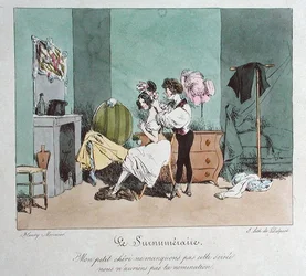 „Oddanie ponad obowiązkiem”, ilustracja z „Vues de Paris; esquisses morales et philosophiques, początek XIX w. (kolor lito)