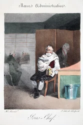 Sous-chef, ilustracja z „Mores Administratives, Dessinées według natury” Henri Monniera, litografia Delpech, wyd. Paryż, ok.1828 (ręcznie kolorowana lito)