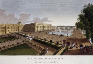 Chateau de Versailles od strony ogrodów - w „Widokach Paryża” Courvoisiera
