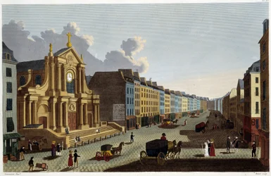 Kościół Saint-Roch, około 1820 r. - w „”Widokach Paryża”” Courvoisier