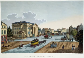La bariera Saint-Denis, około 1827 r. - w „”Widokach Paryża”” autorstwa Courvoisiera