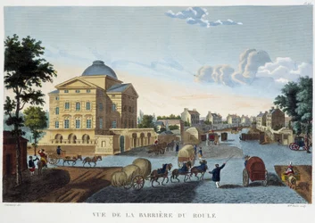 Widok na Barrier du Roule - w „”Widok Paryża, ok. 1810: Les Barriers de Paris”” autorstwa Courvoisier