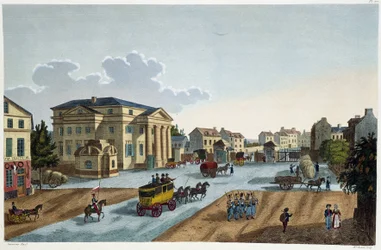Widok na Barrière St Denis - w „”Widok Paryża, ok. 1810: Bariery Paryża”” autorstwa Courvoisier