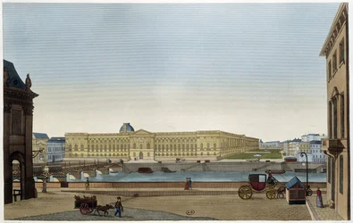 Widok na Luwr i Pont des Arts na lewym brzegu - w „Vues de Paris” autorstwa Courvoisiera