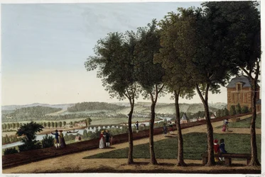 Widok z tarasu St Germain en Laye - w „Vues de Paris” autorstwa Courvoisiera
