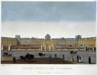 Widok na Chateau des Tuileries - w „Widokach Paryża” autorstwa Courvoisier