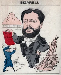 Louis Bizarelli Francuski polityk (1836-1902) – Karykatura Henri Demare w „Les Hommes d