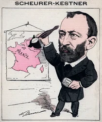 Portret Auguste Scherer-Kestner (Scheurer Kestner) (1833-1899) chemika, przemysłowca i polityka alzackiego - karykatura Henri Demare w „Les Hommes d