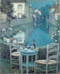 Stolik o zmierzchu wieczornym par Le Sidaner, Henri (1862-1939)