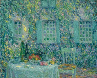 Stół. Słońce na liściach, Gerberoy - Peinture de Le Sidaner, Henri (1862-1939)