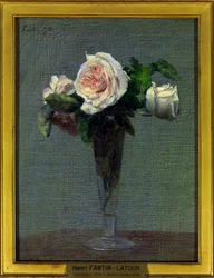 Kwiaty Obraz Henri Fantina Latour (1836-1904) 1872 Dim 0,24 x 0,31 m Paris musee du Louvre Obowiązkowa wzmianka: Donation Helene et Victor Lyon