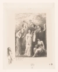 Negen muzen van de Olympus Frontyspis: Niewidomi Gedichten van André Chénier (tytuł serii) Ilustracje do wierszy André Chéniera (tytuł serii)