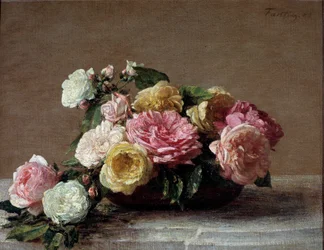 Róże w filiżance Obraz Henri Fantina Latour (Fantin-Latour