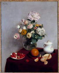 Letnie kwiaty i owoce Malarstwo Henri Fantina Latour (Fantin-Latour