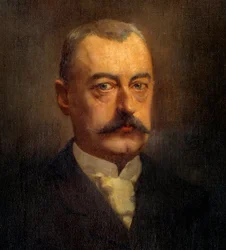 Szczegół „”Portret polityka Pierre Waldeck Rousseau (Waldeck-Rousseau) (1846-1904)”” Obraz Henri Gervexa (1852-1929) XIX w. Słońce. 1x0,72 m Paryż, Muzeum Carnavalet