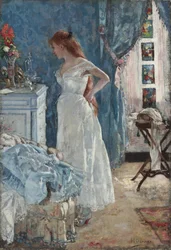 ""Toaleta"" Młoda dziewczyna w szlafroku - Obraz Henri Gervexa (1852-1929) Kolekcja prywatna