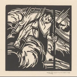 Personifikacja burzy nad krajobrazem