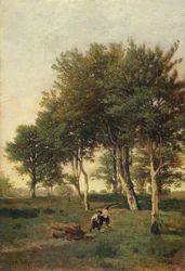 Pejzaż z dwoma chłopcami niosącymi drewno na opał, 1894