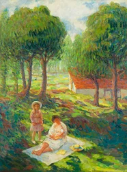 Matka i dziecko w krajobrazie; Matka i dziecko w krajobrazie, 1900