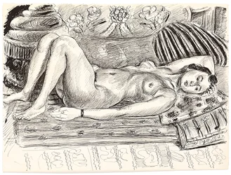 Leżący akt na brasero, ok. 1926-1927 (pióro i tusz indyjski na papierze)