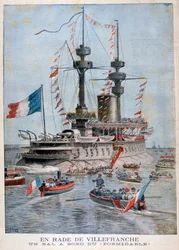 Kula na pokładzie pancernika Formidable, port Villefranche, Francja, 1896