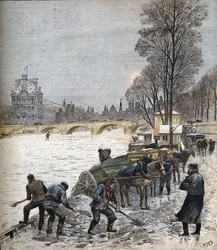 Paryż pod śniegiem w 1895 r. Mała gazeta z 1895 r. (rycina)