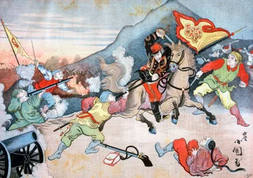 Podjęcie chińskiej flagi przez japońskiego oficera, 1894