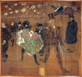 Znak dla baraque La Goulue na Foire du Trone: Moulin Rouge: La Goulue i "Valentin le desossee".