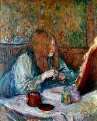 W toalecie Madame Poupoule Obraz Henri de Toulouse Lautrec (1864-1901) 1898 Nd. 0,6x0,49 m Albi, muzeum Toulouse Lautrec