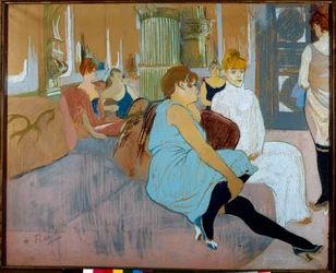 Salon przy rue des Moulins (Paryż). Akwarela Henri De Toulouse Lautrec (Toulouse-Lautrec) (1864-1901)