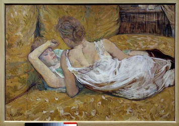 Dwie przyjaciółki. Młode kobiety leżące na łóżku - Obraz Henri de Toulouse-Lautreca (1864-1901), 1895, kolekcja prywatna