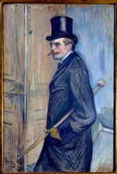 Portret Louisa Pascala (1864-1901) Kuzyn artysty przedstawiony jest w cylindrze z laską i pali. Obraz Henri de Toulouse Lautreca (1864-1901) 1891 Nd. 0,81x0,54 m Albi. Musee Toulouse Lautrec - Portret Louisa Pascala (1864-1901), arti