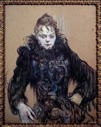 Portret kobiety na obrazie Black Boa autorstwa Henri de Toulouse Lautreca (1864-1901)