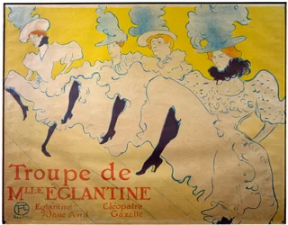 Plakat trupy Mademoiselle Eglantine. Tancerze kabaretowi. Litografia Henri de Toulouse Lautrec (Toulouse-Lautrec