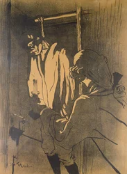 The Hanging, plakat ilustrujący epizod afery Calas wg powieści A. Siegela „Les Drames de Toulouse”, 1892 (litografia kolorowa)