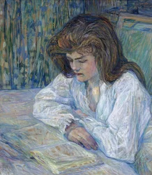 The Reader par Toulouse-Lautrec, Henri, de (1864-1901). Olej na tekturze, format : 68x61