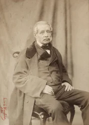 Mgła, fotografia Henri de la Blanchere (1821-1880), 39 boulevard des Capucines Paris w 1839 (zdjęcie czarno-białe)