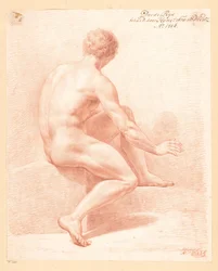 Siedzący akt męski, widziany z tyłu (3. nagroda 1806)