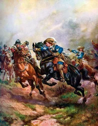 „Szarża kawalerii księcia Ruperta w Edgehill w 1642”, c1920