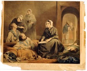 "Dzieła Miłosierdzia: Szpital Therapii, 1 stycznia 1855", rycina J.A. Zima, wyd. Rudolph Ackermann, 19 lutego 1855