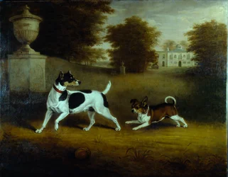 „Betty Martin”, terier i „Idol”, kundel, psy szóstego księcia w ogrodzie w Chiswick (olej na płótnie)