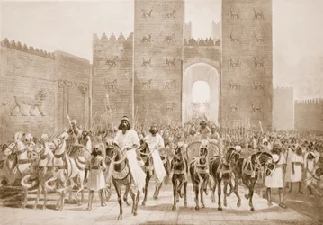 Wejście Cyrusa do Babilonu, ilustracja z „Historii narodów Hutchinsona”