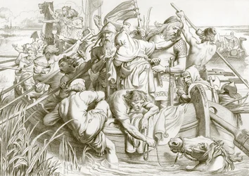 Jak Hereward opuścił Ely i jak zabił klacz jaskółkę (rycina)
