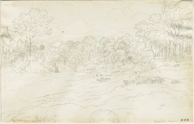 Eccleshall Village: rysunek długopisem, bd [1788-1855] (rysunek)