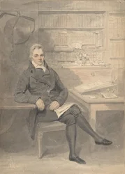 Portret mężczyzny siedzącego przed biurkiem, 1795-1800.